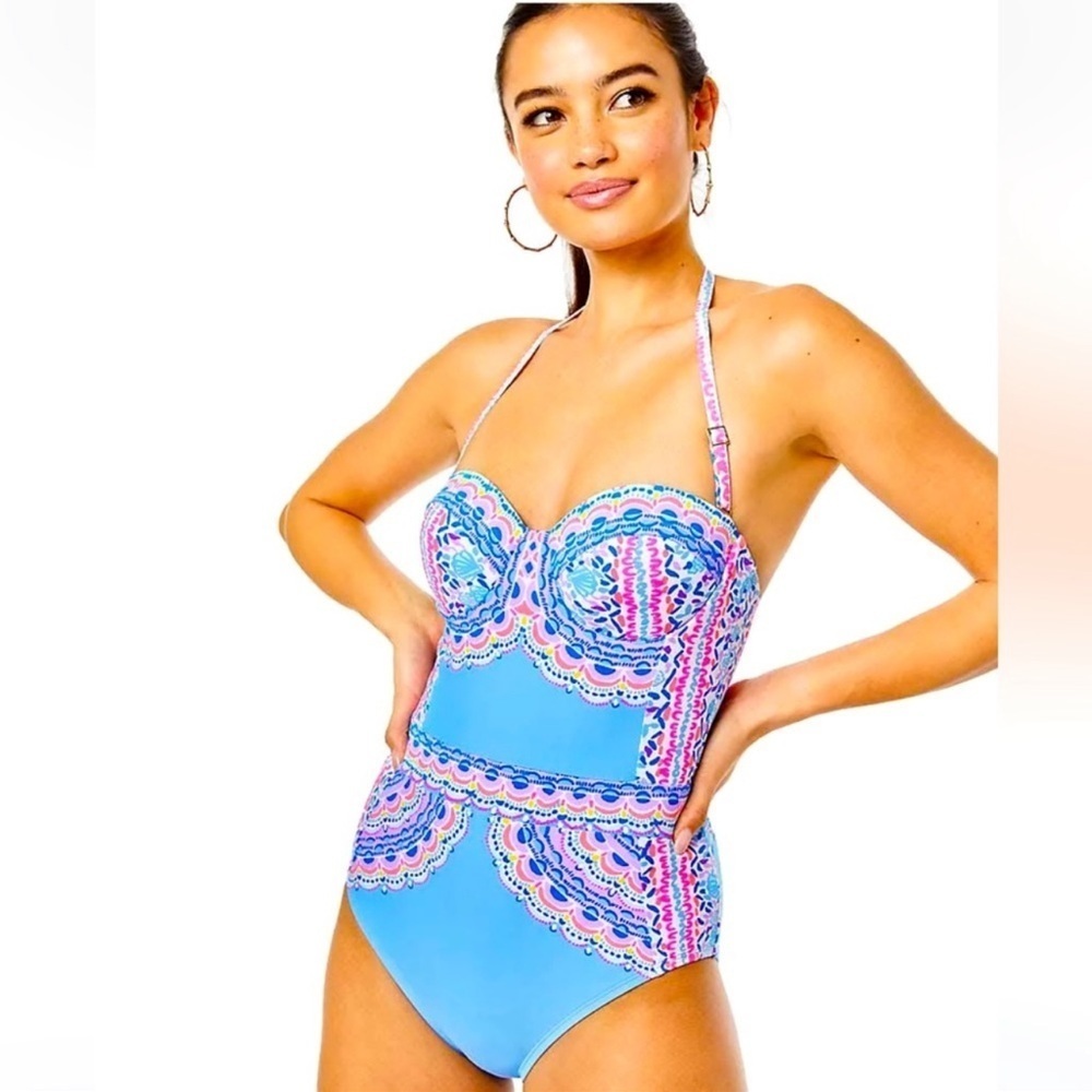 Lilly Pulitzer Anthea One-Piece Swimsuit Multi Seaside Shindig size 12 NWT